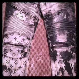 Custom LV bleached painted jeans